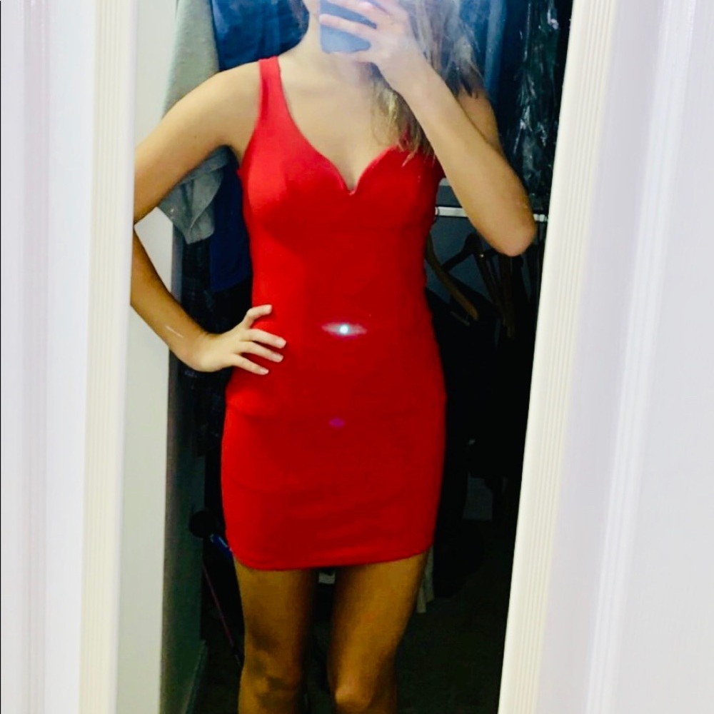 Formfitting red dress